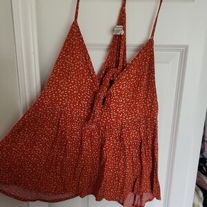American Eagle Outfitters Asymmetrical Tiered Orange Camisole